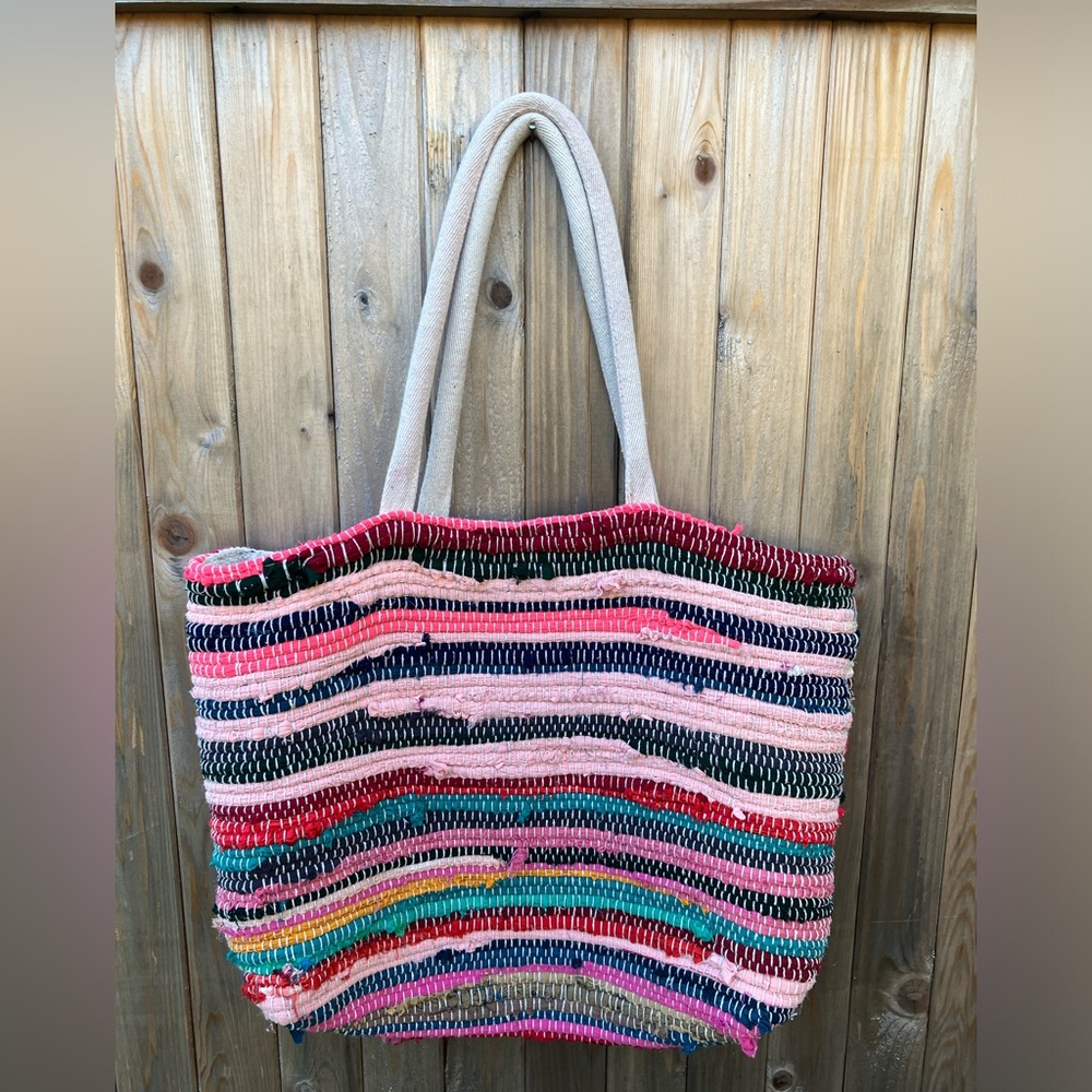 Hand woven beach bag